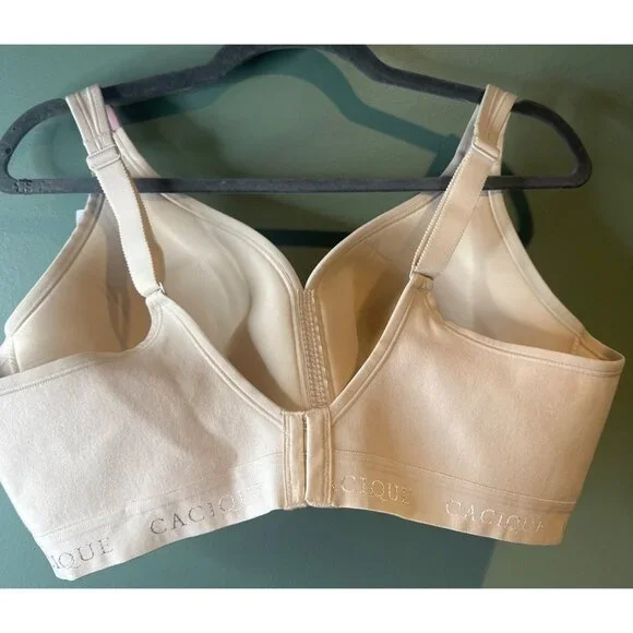 NEW Cacique 44C Tan Lightly Lined Wireless Cotton Bra Comfort Lounge Everyday - Picture 2 of 4